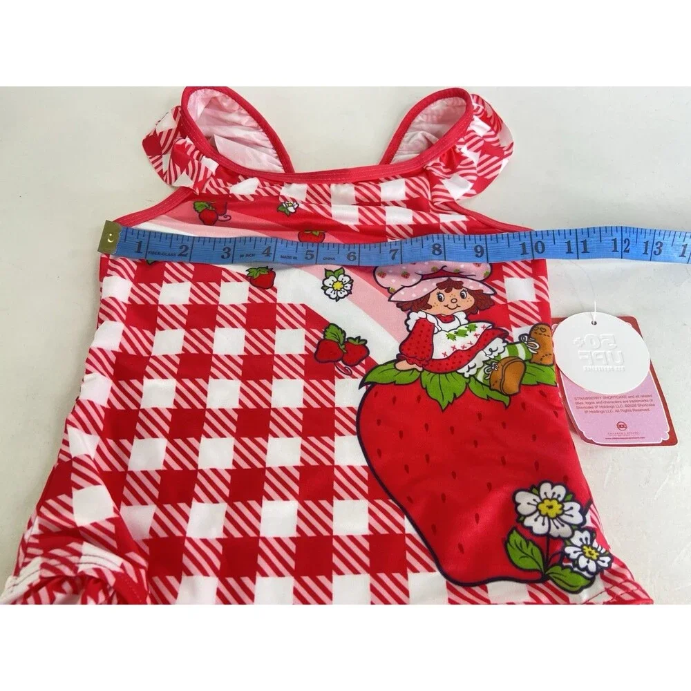 Strawberry Shortcake Gingham Red White One Piece Swimsuit Swimwear Girls Size 5